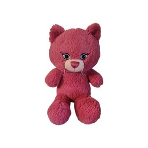 Build a Bear Razzy Berry neon pink Plush Stuffed animal Kitty Cat Big Head‎ 19"